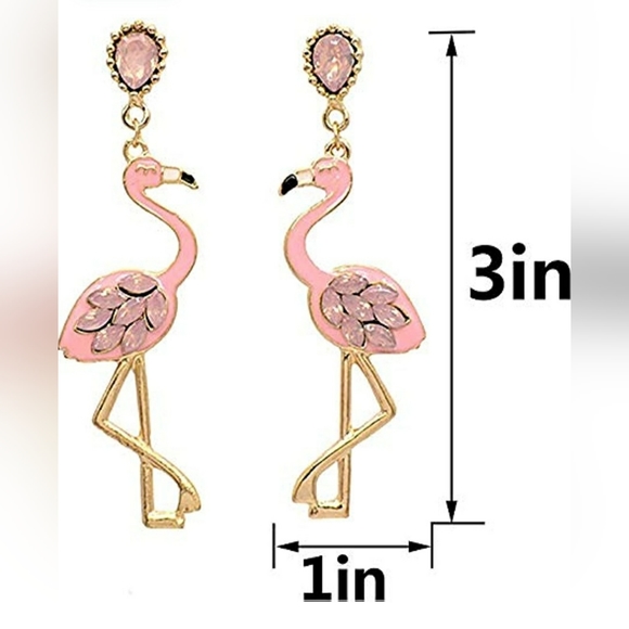 "Optera" Rhinestone Flamingo Pink Earrings - Picture 2 of 4
